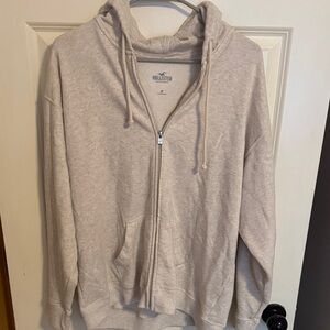 Hollister Light Beige Zip-Up Sweater